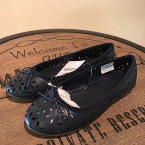 Navy eyelet leather flats Crewcuts by j crew